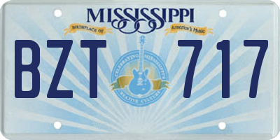 MS license plate BZT717
