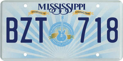 MS license plate BZT718