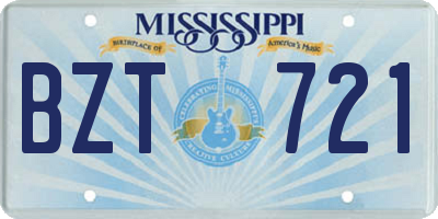 MS license plate BZT721