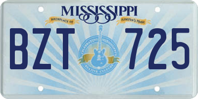 MS license plate BZT725