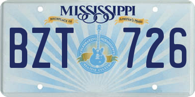 MS license plate BZT726