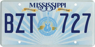 MS license plate BZT727