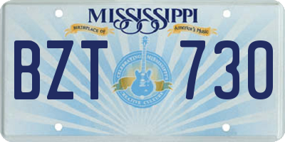 MS license plate BZT730