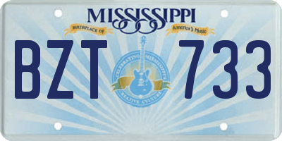 MS license plate BZT733