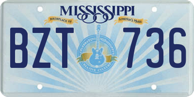 MS license plate BZT736