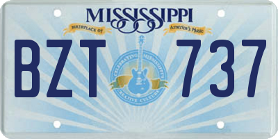 MS license plate BZT737
