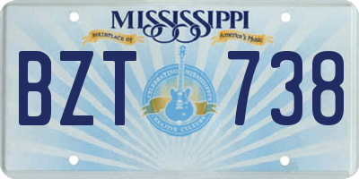 MS license plate BZT738