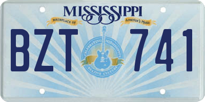 MS license plate BZT741