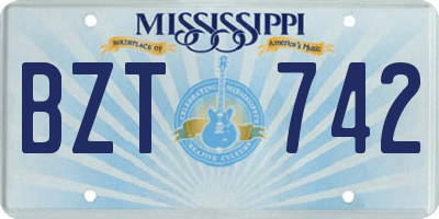 MS license plate BZT742