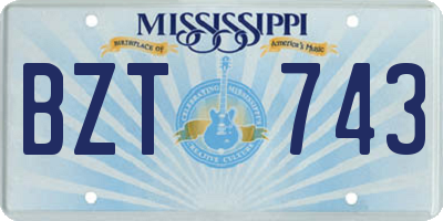 MS license plate BZT743