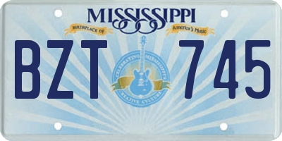 MS license plate BZT745
