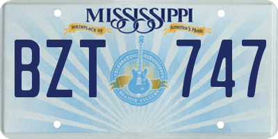 MS license plate BZT747