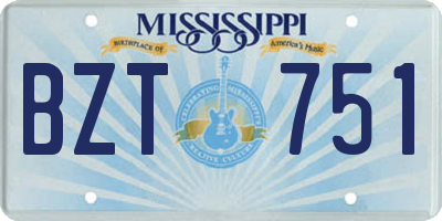 MS license plate BZT751