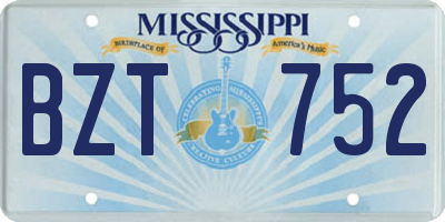 MS license plate BZT752