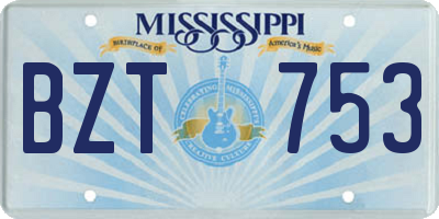 MS license plate BZT753