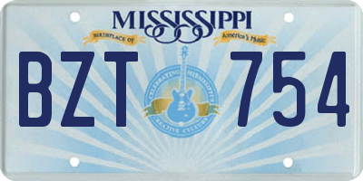 MS license plate BZT754