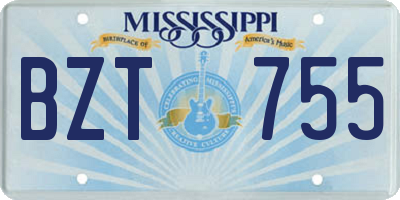MS license plate BZT755