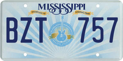 MS license plate BZT757