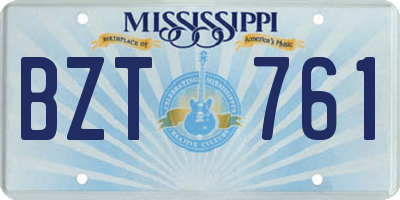 MS license plate BZT761