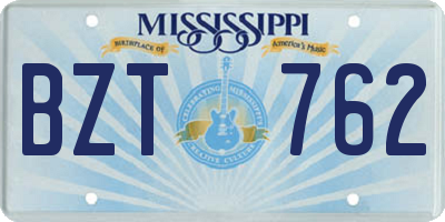 MS license plate BZT762