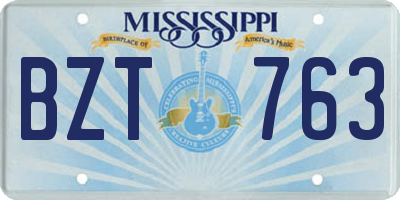 MS license plate BZT763