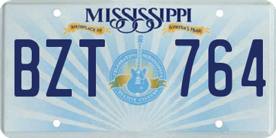 MS license plate BZT764