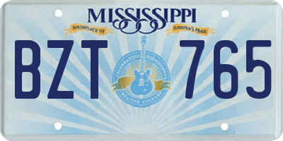 MS license plate BZT765