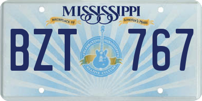 MS license plate BZT767