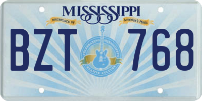 MS license plate BZT768