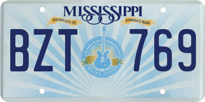 MS license plate BZT769