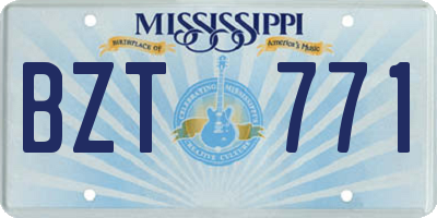 MS license plate BZT771