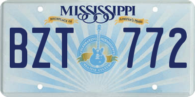 MS license plate BZT772