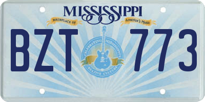 MS license plate BZT773