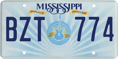MS license plate BZT774