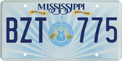 MS license plate BZT775