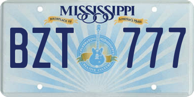 MS license plate BZT777