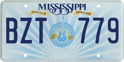 MS license plate BZT779
