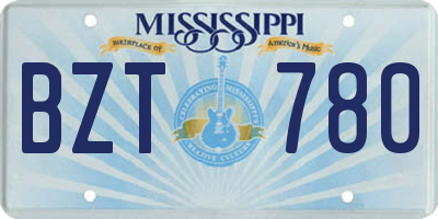 MS license plate BZT780
