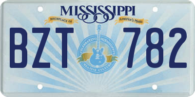 MS license plate BZT782