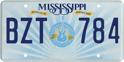 MS license plate BZT784