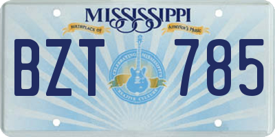 MS license plate BZT785
