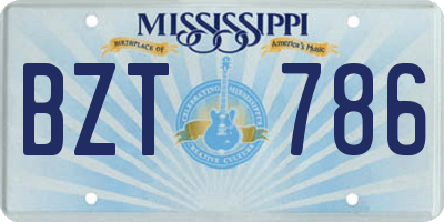MS license plate BZT786