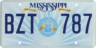 MS license plate BZT787