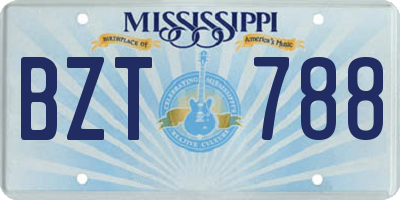 MS license plate BZT788