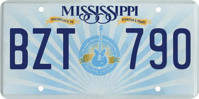 MS license plate BZT790