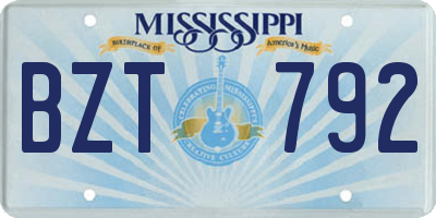 MS license plate BZT792