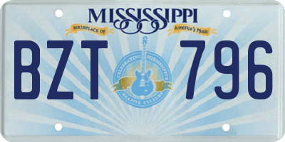 MS license plate BZT796