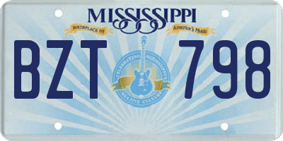 MS license plate BZT798