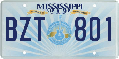 MS license plate BZT801