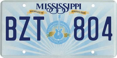 MS license plate BZT804